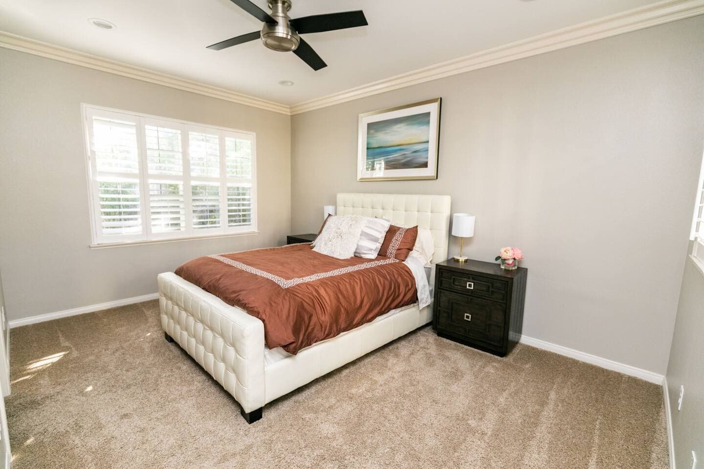 Bedroom on first floor with attached full bathroom